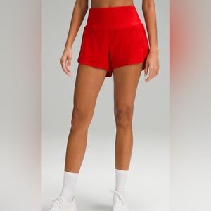 BRAND NEW WITH TAGS size 6 lululemon red lined speed up shorts